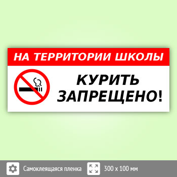Табличка «На территории школы курить запрещено», B112